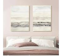 GOSRD Tableaux sur toile beige et gris, style aquarelle abstraite, affiches, impressions, art mural moderne et minimaliste pour la décoration de la chambre (60x80cm-2pcs)