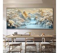 GOSRD Toile imprimée abstraite moderne représentant des scènes paisibles de cascades et de fleurs, idéale pour la décoration murale du salon (60 x 120 cm)