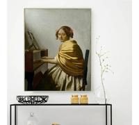 GOSRD Une jeune femme assise au virginal par Johannes Vermeer Impressions sur toile Peinture à l'huile Illustration Affiche Photo Décoration de la maison (50x70cm)