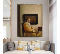 GOSRD Une jeune femme lisant par Johannes Vermeer Impressions sur toile Peinture à l'huile Illustration Affiche Photo Mur Maison Salon Décor (40x60cm)