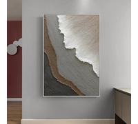 GOSRD Œuvres d'art murales modernes, affiches et impressions abstraites de style Wabi-sabi, art mural gris et marron, décoration de salon, 40 x 60 cm, sans cadre