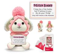Gossby Crochet en forme de lapin positif fait à la main - Restez timique et soyez génial - Cadeau inspirant pour femme - Noël, anniversaire, soutien émotionnel, cadeau d'énergie positive pour amie