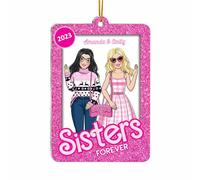 Gossby Décoration de Noël personnalisée en acrylique Sisters Forever - Cadeau de Noël personnalisé de la part d'une sœur avec motif, nom - Cadeau de 2 sœurs pour femme - Souvenir de Noël pour âme sœur