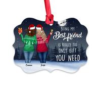 Gossby Décoration de Noël personnalisée pour ami - Cadeau d'amitié de Noël personnalisé avec motif - Cadeau de Noël pour sœur et meilleure amie - Being My Best Friend is Really The Only Gift You Need