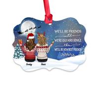 Gossby Décoration de Noël personnalisée pour ami - Noël personnalisé avec motif, nom - Cadeau de Noël pour femme - Décoration de Noël pour sapin de Noël - Nous serons amis - 2 filles