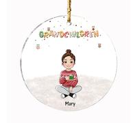 Gossby Décoration de Noël personnalisée pour petite-fille - Cadeau de Noël personnalisé pour grand-mère, grand-père de la part de petit-enfant avec motif, nom - Ornement en acrylique pour