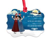 Gossby Décoration de Noël personnalisée pour sœur et amie - Décoration de Noël personnalisée pour femme avec motif, nom - Noel sœur féminine, nous serons amis - 2 femmes