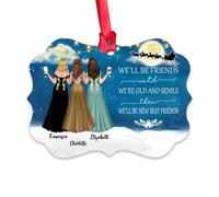 Gossby Décoration de Noël personnalisée pour sœur et amie - Ornement de Noël personnalisé pour femme avec motif, nom - Noël sœur femme nous serons amis - 3 femmes