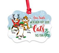 Gossby Décorations de chat personnalisées pour sapin de Noël - Cadeaux de Noël personnalisés avec motif - Cadeaux de Noël uniques pour amoureux des chats pour chat, maman, papa - Cher Père Noël - 3
