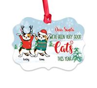 Gossby Décorations de chat personnalisées pour sapin de Noël - Cadeaux de Noël personnalisés avec motif - Cadeaux de Noël uniques pour amoureux des chats pour chat, maman, papa - Cher Père Noël - 2