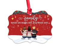 Gossby Décorations de Noël familiales personnalisées - Cadeau personnalisé avec motif - Cadeau de Noël pour maman, papa - Décoration de Noël pour sapin de Noël - Famille où la vie commence - 3 femmes