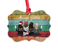 Gossby Décorations de Noël personnalisées pour sœurs - Cadeaux de Noël personnalisés de la part d'une sœur avec motif - Cadeaux de Noël pour femmes pour décoration de sapin de Noël - Always Sisters