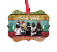 Gossby Décorations de Noël personnalisées pour sœurs - Cadeaux de Noël personnalisés de la part d'une sœur avec motif - Cadeaux de Noël pour femmes pour décoration de sapin de Noël - Always Sisters