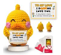 Gossby Fait à la main au crochet en forme de canard positif - To My Love I Ducking Love You - Cadeau pour mari, petit ami - Anniversaire romantique, Saint-Valentin, Noël, cadeau d'anniversaire pour