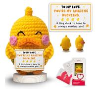 Gossby Fait à la main au crochet en forme de canard positif - To My Love You're Amazing Duckling - Cadeau pour mari, petit ami - Anniversaire romantique, Saint-Valentin, Noël, cadeau d'anniversaire