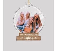 GOSSBY Ornement personnalisé V3 « There is no greater gift than sisters » - Décoration photo pour femme et fille - Nom personnalisé - Amitié - Sœurs pour meilleure amie, sœur