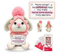 Gossby Positive Bunny Crochet - Never Forget The Difference You Make - Cadeau inspirant pour femme - Noël, anniversaire, soutien émotionnel, cadeau d'énergie positive pour une amie, un collègue, une