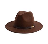 Gossifan Fedora Chapeau Unisexe avec Ceinture Classique Large Bord Panama - Marron - 7 1/8/7 1/4