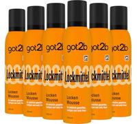 got2b Lot de 6 mousses pour cheveux bouclés (6 x 250 ml), avec tenue 3 cheveux naturellement ondulés, bouclés et coily, pour des boucles définies et un rebond, avec jusqu'à 96 h d'effet anti-frisottis
