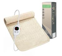 GOTCOZY Coussin chauffant électrique 30×60 cm, 6 niveaux de chaleur, arrêt auto 3h, soulage douleurs dos, cou et épaules, lavable machine, cadeau maman et homme (Beige)