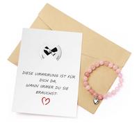 GOTDYBST Cadeau pour petite amie, cadeau de courage - Comprend un porte-bonheur, un bracelet en quartz rose, un bon cadeau de rétablissement, un cadeau de motivation pour les femmes, les collègues,
