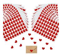 GOTDYBST Lot de 1200 Gommettes Enfants 2 Ans, Cœur Rouge, Autocollants À Paillette, Activités Manuelles, Emballage Cadeau Enveloppe