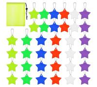 GOTDYBST Lot de 36 pendentifs réflecteurs, réflecteurs pour enfants avec sac de rangement, réflecteur, cartable, 6 couleurs, réflecteurs d'étoile, convient pour sacs à dos, sacs à main, vêtements,