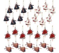 GOTDYBST Petit pendentif ange décoration de Noël : 28 pièces décorations de sapin de Noël avec cordon, 4 styles, porte-bonheur Nouvel An, décorations de Noël, cadeaux de Noël