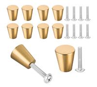 Gotetiso 10 Pièces Boutons de Portes pour Placards et Tiroirs - Laiton Doré - Ronds Monotrou - Petite Poignée pour Meuble, Armoire et Cuisine