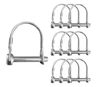 Gotetiso 10 Pièces Goupille de Verrouillage Forme D Goupille Clip 8mm x 60mm Axe de Verrouillage Goupille Securite en Acier au Carbone Galvanisé Goupille Agricole pour Accessoire Jardin Pelouse
