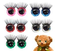 Gotetiso 10 Pièces Yeux de Securite Amigurumi 20 mm Yeux de Sécurité en Plastique avec Cils Clignotants Colorés Yeux de Poupée en Plastique avec Rondelles Yeux Crochet Amigurumi Kit DIY Artisanat