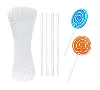 Gotetiso 100 Pièces Bâtons de Sucettes en Acrylique Cake Pop Sticks Bâtonnets de Gâteau Pops Tiges Acryliques Réutilisables Bâtonnets de Bonbons Longue Tige D'Agitation pour Faire des Cake Pops