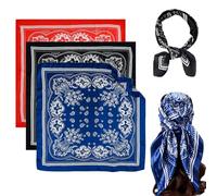 Gotetiso 3 Pièces Bandana Hommes Femmes Grand Foulards Carrés Foulard Cheveux Femme Satin Echarpes et Foulards de Soie 70 x 70cm Bandeau Cheveux Classiques Bandanas Plage Cadeau pour Mère