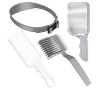 Gotetiso 4 Pièces Haircut de Cheveux Peigne Cheveux Homme Peigne de Coupe de Cheveux Peigne de Positionnement Peigne de Barbier pour Homme Pochoir en Silicone Incurvé Réglable pour DIY Maison Cheveux