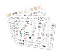 Gotetiso 8 Feuilles Stickers Mariage Autocollants Livre d'or Mariage Jolis Vintage Autocollants Album Photos Mariage Scrapbooking Mariage Stickers Bricolage Cartes Décoration de Mariage 230 Schémas