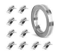 Gotetiso Colliers de Serrage DIY Inox 304 5m Bande Perforée en Métal avec 10 Fixation Clips Collier à Vis Sans Fin Ajustables Collier Durite Serrage Réglable pour Tuyaux Piscine Jardin Machine à Laver