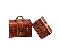 Gotetiso Ensemble de 2 Grand+ Petit Coffre Tresor Boîte en Bois Coffre Pirate Coffre de Rangement Bois Coffre au Trésor en Bois Trésor Poitrine Boîte Cadeau avec Serrure