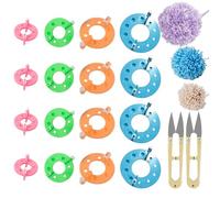 Gotetiso Kit pour Faire des Pompons en Laine 16 Pièces Pompons à Tricoter Pompom Makers Machine a Pompon en Plastique Outil de Fabrication de Pompons avec Ciseaux DIY Fabrication Artisanale 4 Tailles