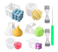 Gotetiso Moules à Bougies en Silicone Moule en Silicone pour Bougie à Bulles Moule 3D Cube Boule Silicone avec Porte Mèches Set Forme de Bougie Bricolage Faits à la Main pour Artisanat Décoration
