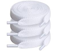 GOTFUN 3 Paires Lacets Chaussures 140cm Blancs pour Baskets et Converse Haute - Plats de Sport Résistants, Larges, Indéchirables et Lavables