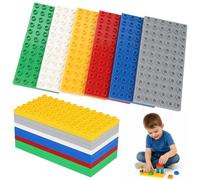GOTFUN Lot de 9 plaques de construction - 19 × 9,5 cm - Grande plaque de base lavable - Compatible avec Lego Duplo et toutes les marques leaders (6 couleurs, 72 picots)