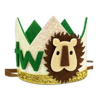 GotGala Couronne de 2e anniversaire sur le thème du lion de la jungle safari pour garçons - Couronne de 2e anniversaire sauvage pour garçons - Décoration de 2e anniversaire