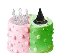 GotGala Décoration de gâteau chapeau de sorcière et couronne pour fête d'anniversaire, chapeaux de sorcière, diadème, décorations de gâteau argentées, décoration de gâteau pour princesse, sorcière