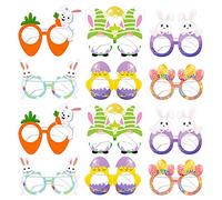 GotGala Lot de 12 lunettes de Pâques sur le thème de Pâques, décorations de fête sur le thème de Pâques, oreilles de lapin, œufs de poussin, lunettes, accessoires de photomaton pour enfants et adultes