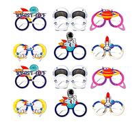 GotGala Lot de 12 lunettes sur le thème de l'espace extra-atmosphérique - Décorations de fête d'anniversaire - Lunettes de fusée et planète - Accessoires de photomaton pour enfants - Fournitures de