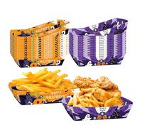 GotGala Lot de 24 plateaux alimentaires jetables en papier pour Halloween - Pour hot-dog, popcorn, taco, collation, bonbons, aliments de fête