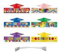 GotGala Lot de 6 couronnes de remise de diplôme en papier pour enfants - Colorées et réglables - Chapeaux de félicitations pour la maternelle, les étudiants, les cérémonies de remise de diplôme