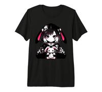 Goth Bunny Anime Girl Kawaii Gothique Creepy Art Japonais T-Shirt Haut de Gamme