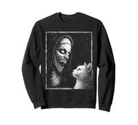 Goth Cat Demon Nonne Creepy Dark Goth Girl Unholy Dark Alt Sweatshirt