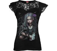 Goth Familiar - Lace Layered Cap Sleeve Top Black M